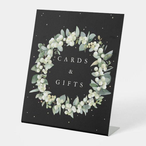 Black SnowberryEucalyptus Wedding Gifts  Cards Pedestal Sign