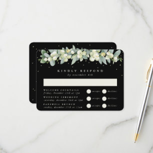 Black Snowberry+Eucalyptus Wedding Multi-Event RSVP Card