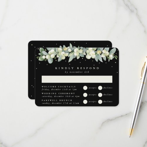 Black SnowberryEucalyptus Wedding Multi_Event RSVP Card