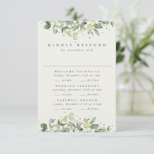 Black SnowberryEucalyptus Wedding Multi_Event RSVP Card