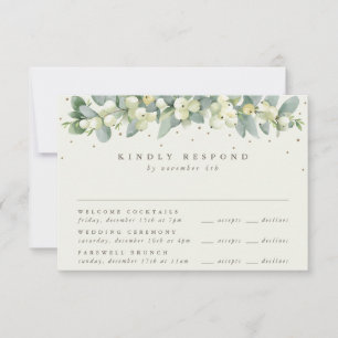 Black Snowberry+Eucalyptus Wedding Multi-Event RSVP Card