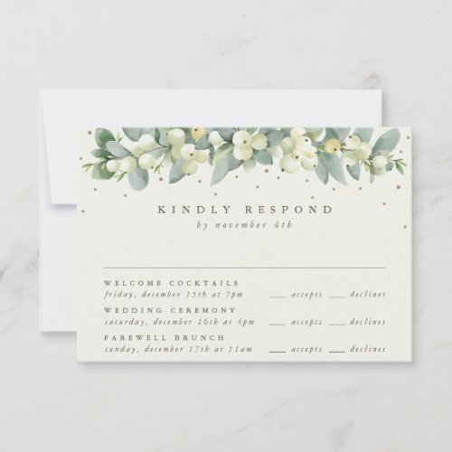 Black SnowberryEucalyptus Wedding Multi_Event RSVP Card