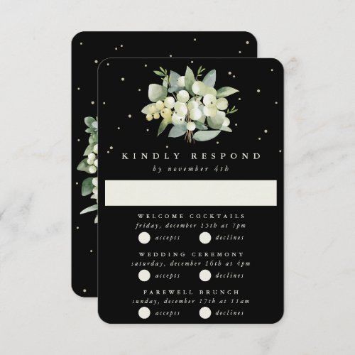 Black SnowberryEucalyptus Wedding Multi_Event RSVP Card