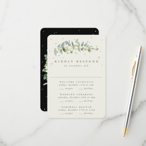 Black SnowberryEucalyptus Wedding Multi_Event RSVP Card