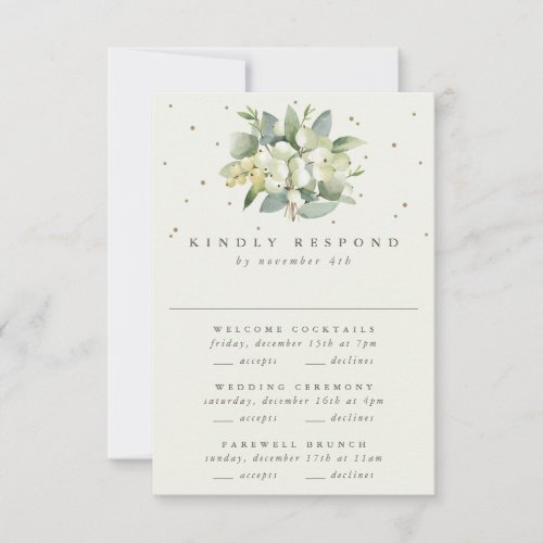 Black SnowberryEucalyptus Wedding Multi_Event RSVP Card