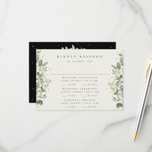 Black SnowberryEucalyptus Wedding Multi_Event RSVP Card