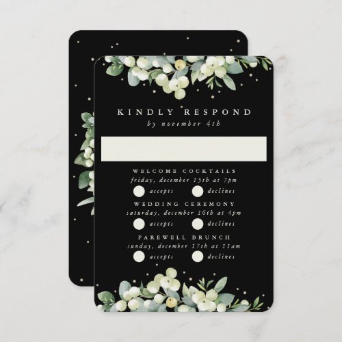 Black SnowberryEucalyptus Wedding Multi_Event RSVP Card