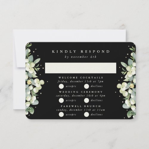 Black SnowberryEucalyptus Wedding Multi_Event RSVP Card