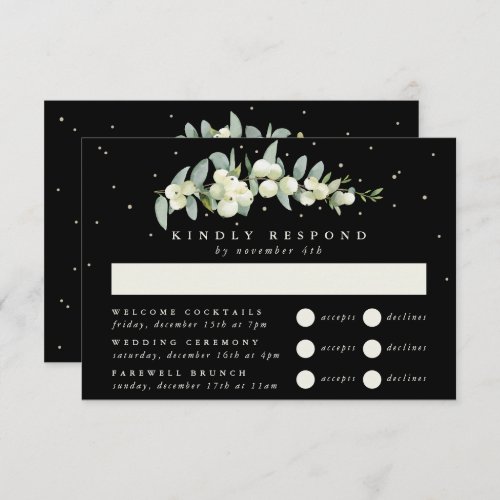 Black SnowberryEucalyptus Wedding Multi_Event RSVP Card