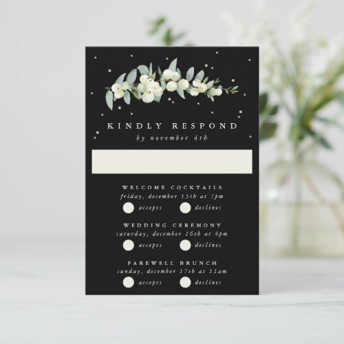 Black SnowberryEucalyptus Wedding Multi_Event RSVP Card