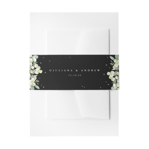 Black SnowberryEucalyptus Wedding Portrait Invitation Belly Band