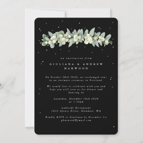 Black SnowberryEucalyptus Wedding Reception Invitation