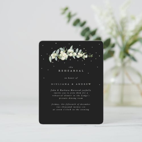 Black SnowberryEucalyptus Wedding Rehearsal Enclosure Card