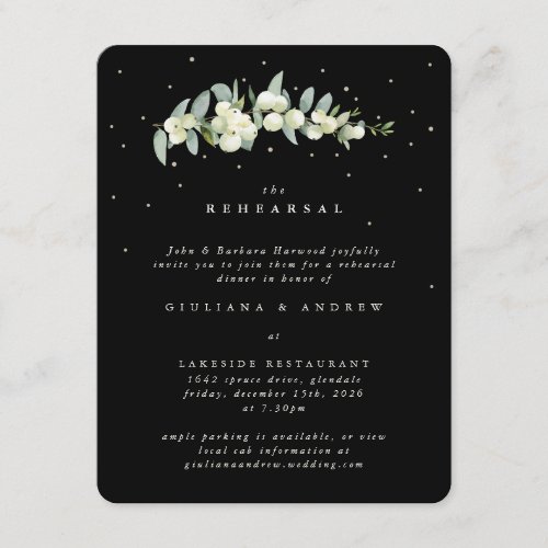 Black SnowberryEucalyptus Wedding Rehearsal Enclosure Card