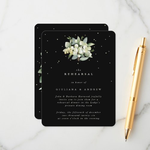 Black SnowberryEucalyptus Wedding Rehearsal Enclosure Card