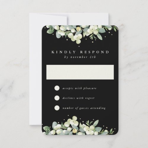 Black SnowberryEucalyptus Wedding RSVP Card