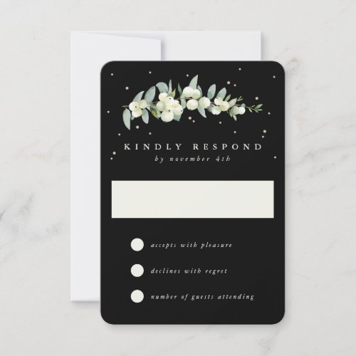 Black SnowberryEucalyptus Wedding RSVP Card