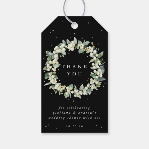 Black SnowberryEucalyptus Wedding Shower Thanks Gift Tags