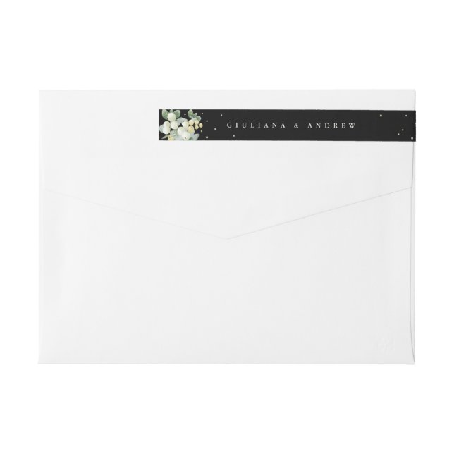 Black Snowberry+Eucalyptus Wedding Skinny Wrap Around Label (Back)