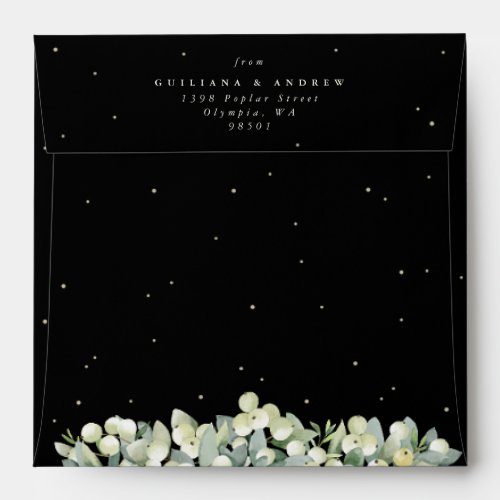 Black SnowberryEucalyptus Wedding Square Envelope