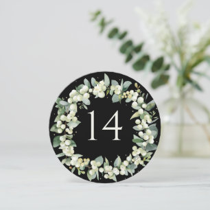 Black Snowberry + Eucalyptus Wedding Table Number