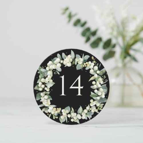 Black Snowberry  Eucalyptus Wedding Table Number