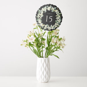 Black Snowberry + Eucalyptus Wedding Table Number Balloon