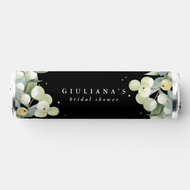 Black Snowberry+Eucalyptus Winter Bridal Shower Breath Savers® Mints (Front)