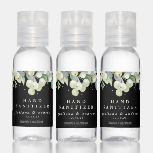 Black SnowberryEucalyptus Winter Wedding Hand Sanitizer