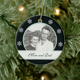 Black: Snowflake Banner Memorial: Picture Ornament