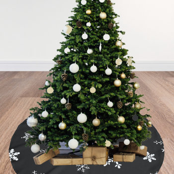Black Snowflake Brushed Polyester Tree Skirt by SimplyBoutiques at Zazzle
