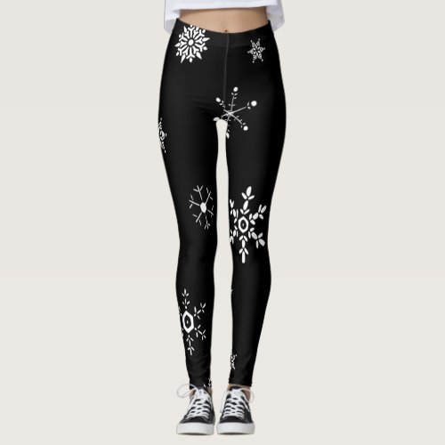 Black Snowflake Leggings