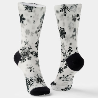 Black Snowflakes Christmas Crew Socks