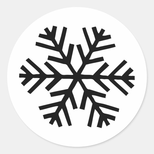 black snowflakes classic round sticker (Front)