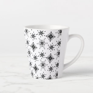 Black Snowflakes Geometrical Bubble Winter Pattern Latte Mug
