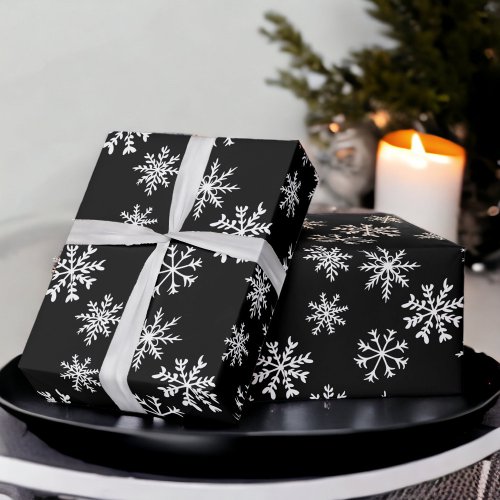 Black snowflakes illustration christmas pattern  wrapping paper