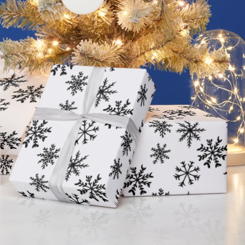 Black snowflakes illustration christmas pattern  wrapping paper