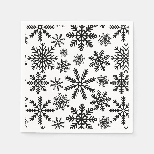 Black Snowflakes Napkins (Front)