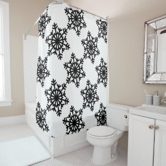 Black Snowflakes Shower Curtain