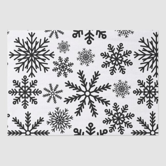 Black Snowflakes Tissue Paper (Front)