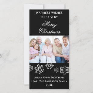 Black Snowflakes Warmest Wishes Photo - Photo Card