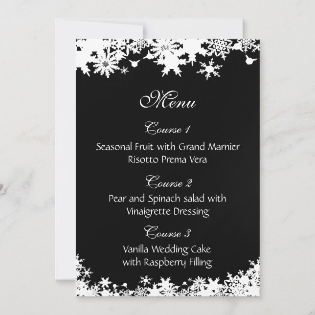 Black snowflakes winter wedding invitation (Front)