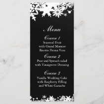 Black snowflakes winter wedding menu