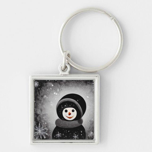 Black Snowsuit Snowman Keychain (Front)