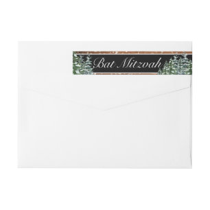 Black Snowy Wood & Forest Bar Bat Mitzvah Birthday Wrap Around Label