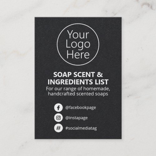 Black Soap Fragrance Ingredients List Logo Business Card