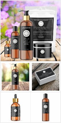 Black Soap Packaging & Cosmetics Labels with Logo