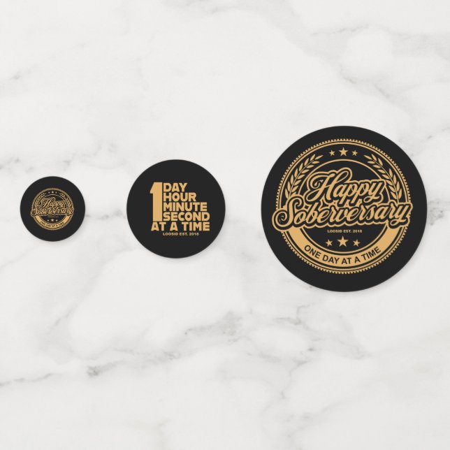 Black Soberversary Party Table Confetti (Fronts)