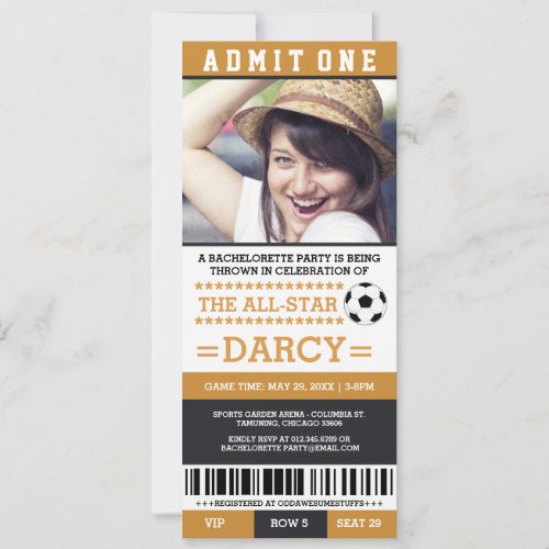 Black Soccer Bachelorette Party Invites