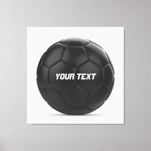 Black Soccer Ball Personalized Text Canvas Print